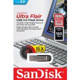 USB KLJUČ SANDISK 128GB ULTRA FLAIR 3.0 SREBRN, KOVINSKI, BREZ