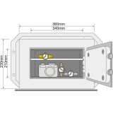 YALE TREZOR WALL; VXŠXD 230X360X150 MM, 8,5 KG, ČRNI,  MEHANSKA KLJUČAVNICA Z 2 PRILOŽENIMA KLJUČEMA, ČRNI.