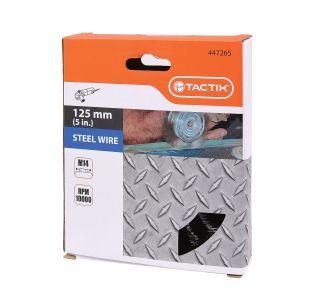 KROŽNA ŽIČNA ŠČETKA TACTIX 125MM NAVOJ M14 FE 0.30MM PLETENA ŽICA