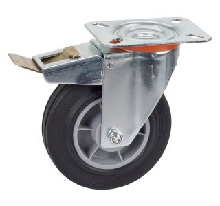 GIBLJIVO KOLO Z ZAVORO DÖRNER + HELMER 125X37MM PLOŠČA 100X85MM NOSILNOST 100KG