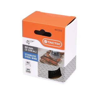 SKODELASTA ŽIČNA ŠČETKA TACTIX 60MM NAVOJ M14 INOX 0.30MM