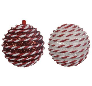 BUNKA IZ UMETNE MASE DECORIS BELE/RDEČE BARVE FI 8 CM SORT