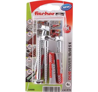 ZIDNI VLOŽEK Z VIJAKOM FISCHER DUOPOWER 10X50 S K NV VLOŽEK+VIJ.LEČ.GL.