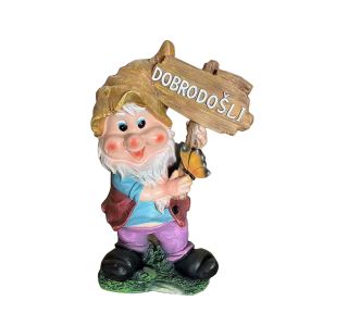 FIGURA, OKRASNA PALČEK Z NAPISOM DOBRODOŠLI