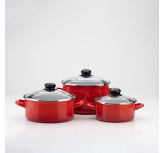 GARNITURA / SET POSODE METALAC 3/1 STANDARD EMAJL RDEČA