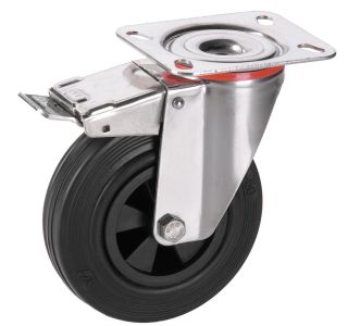 GIBLJIVO KOLO Z ZAVORO DÖRNER + HELMER 100X30MM PLOŠČA 100X85MM V2A
