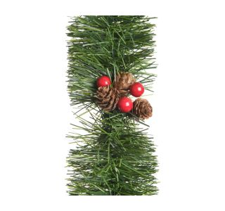 GIRLANDA DECORIS 270 CM ZELENA Z RDEČIMI JAGODAMI