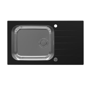 STEKLENO POMIVALNO KORITO ALVEUS GLASSIX UP 40, ČRNA 860X500 MM