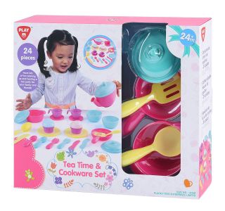 IGRAČE ZA DEKLICE PLAYGO SET ZA ČAJ IN PECIVO S PRIBOROM, 24 KOS 6060