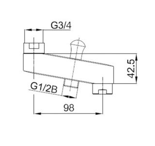 IZLIVNA CEV ZA ARMATURO UNITAS LITA L=120 MM KROM ZA KAD