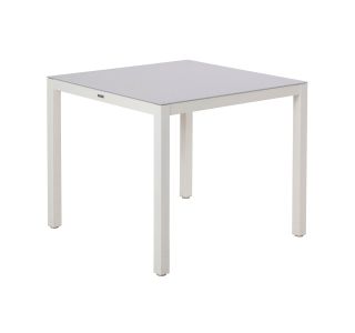 JEDILNA MIZA LYRA FIX 4P ALU STEKLO 90X90 BELA