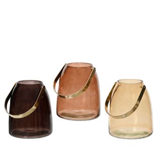 VAZA STEKLENA Z ROČAJEM 14X14X16.5 CM, SORTIRANO