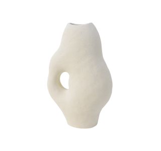 VAZA DECORIS KAMNITA, BELA MAT VIŠINA 26 CM