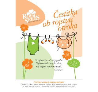 KAPUCINKA ROYAL SEEDS ČESTITKA K ROJSTVU OTROKA