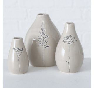 KERAMIČNA VAZA BOLTZE SIVA SIJAJ, CVETLICE, VIŠINA 8-14 CM, 3/1