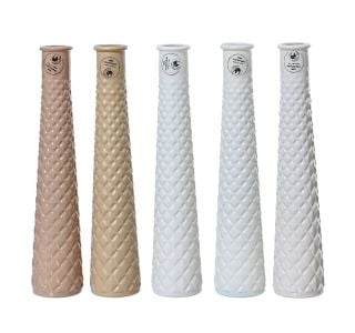 KERAMIČNA VAZA DECORIS BELA /OKER SORT. FI 7 CM. 32 CM. SORT