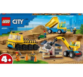 KOCKE LEGO CITY GRADBENI TOVORNJAKI ŽERJAV Z RUŠ KROGLO 60391