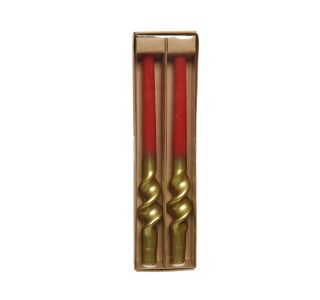 KONUS SVEČA DECORIS RDEČA/ZLATA, ZAVITA 2/1 FI 3.5 CM, VIŠINA 30.5 CM