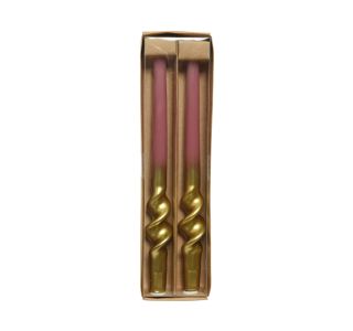 KONUS SVEČA DECORIS ROZA/ZLATA, ZAVITA 2/1 FI 3.5 CM, VIŠINA 30.5 CM