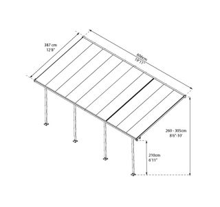 PODALJŠEK ZA NADSTREŠEK ZA TERASO PALRAM FERIA- EXT MODUL, SIVA/TRANSPARENT