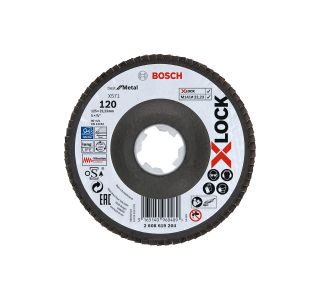 LAMELNA PLOŠČA BOSCH X-LOCK, KOTNA IZVEDBA, VLAKNENA PLOŠČA, '125MM, G 120, X571,  BEST FOR METAL, 1PCS