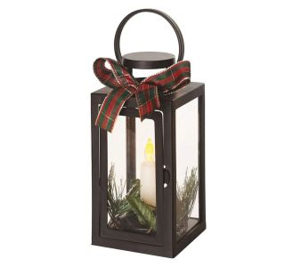 LED DEKORACIJA ' BOŽIČNA LATERNA S SVEČKO ČRNA, 20 CM, 3X AAA, NOTRANJA, VINTAGE