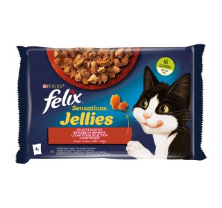 MOKRA HRANA ZA MAČKA FELIX SENSATIONS MESO 4X85G