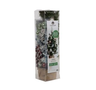 NOVOLETNA JELKA EVERLANDS 75 CM + OKRASKI MINI