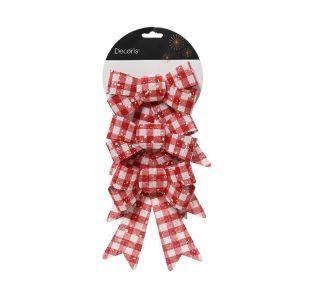 OKRASEK ZA JELKO DECORIS PENTLJA RDEČE/BELA 17 CM 3/1