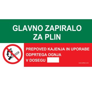 OPOZORILNI ZNAK WALTECO GLAVNO ZAPIRALO ZA PLIN