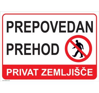 OPOZORILNI ZNAK WALTECO PREPOVEDAN PREHOD PRIVAT