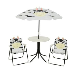 OTROŠKI KAMP STOL DECORIS OTROŠKI SET, ZEBRA MIZA, 2 STOLA, SENČNIK