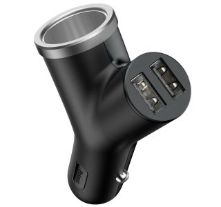 POLNILNIK ZA GSM BASEUS AVTO POLNILEC, 2XUSB BASEUS Y RAZDELILEC ČRN