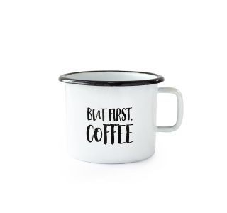 POSODA ZA TOPLE NAPITKE CUCKOO CUPS EMAJLIRAN LONČEK 8 CM 0.37 LIT BUT FIRST COFFEE