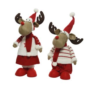 PRAZNIČNA FIGURA DECORIS JELENČEK 90 CM RDEČ/BEL SORTIRANO