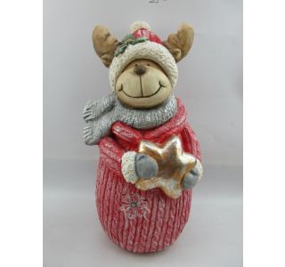 PRAZNIČNA FIGURA GLOSSTYLE JELEN Z LED LUČKO, RDEČ 21X18.6X41CM