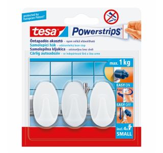 SAMOLEPILNI IZDELEK TESA POWERSTRPS MINI KLJUKICA OVALNA BELA 3 KOSI