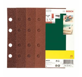 25-DELNI SET SAMOPRITRDILNIH BRUSNIH LISTOV BOSCH 93X185MM G40/60/80/120 8 LUKENJ RDEČA BARVA ZA LES