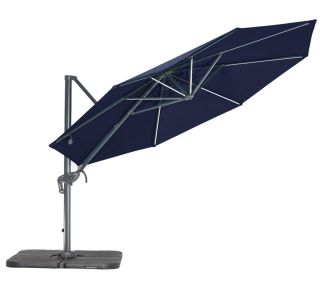 SENČNIK MQ FI 300 CM MINI Z NAKLONOM MODER LED LUČKE