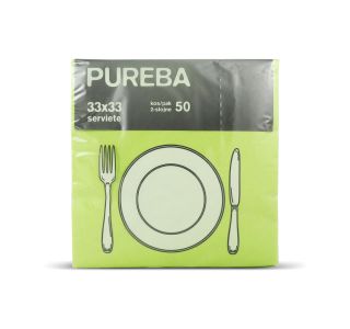 SERVIETE PUREBA 33X33 LIMETA 2-SL. PUREBA 50 KOS/PAK