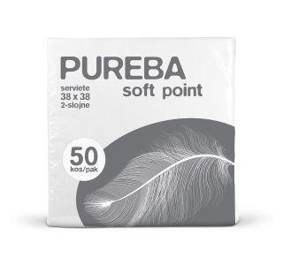 SERVIETE PUREBA 38X38 BELE 2-SL.PUREBA 50 KOS/PAK SOFT POINT