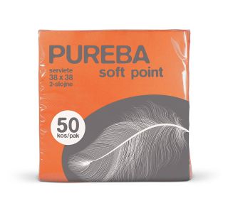 SERVIETE PUREBA 38X38 ORANŽNE 2-SL.PUREBA 50 KOS/PAK SOFT POINT