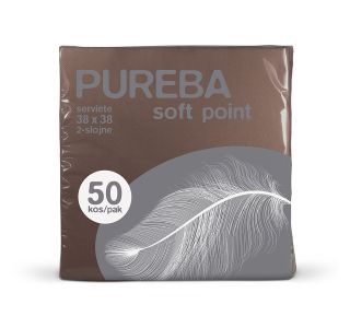 SERVIETE PUREBA 38X38 RJAVE 2-SL.PUREBA 50 KOS/PAK SOFT POINT