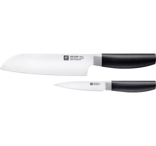 SET NOŽEV  ZWILLING NOW S BLACK - SANTOKU 18 CM IN NOŽ ZA ZELNJAVO 10 CM