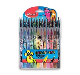 SET ZA BARVANJE MAPED MONSTER 15 BARVIC + 12 FLOMASTROV