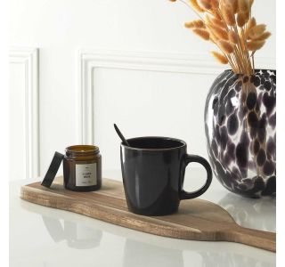 SKODELICA / LONČEK HOME DECO 400 ML ČRN LISERE DORE KERAMIKA