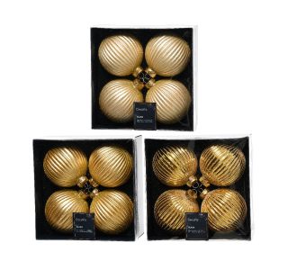 STEKLENA BUNKA DECORIS ZLATA MIX 8 CM 4/1 SORTIRANO