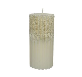 TOP SVEČA DECORIS BELA, RELIEFNA, FI 7 CM VIŠINA 15 CM