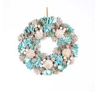 VENČEK GLOSSTYLE BELI IN MODRI STORŽI 34X34 CM