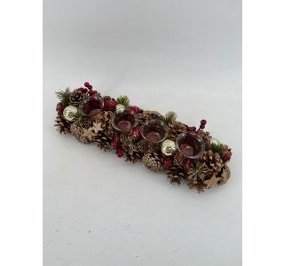 NARAVEN Z BLEŠČICAMI S 4 KOZARČKI, 46X16X9 CM